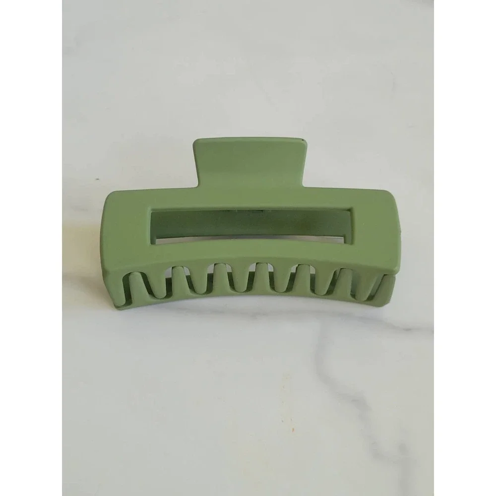 Large Rectangle Claw Clip Hair Accessory Olive Green - Picture 1 of 3